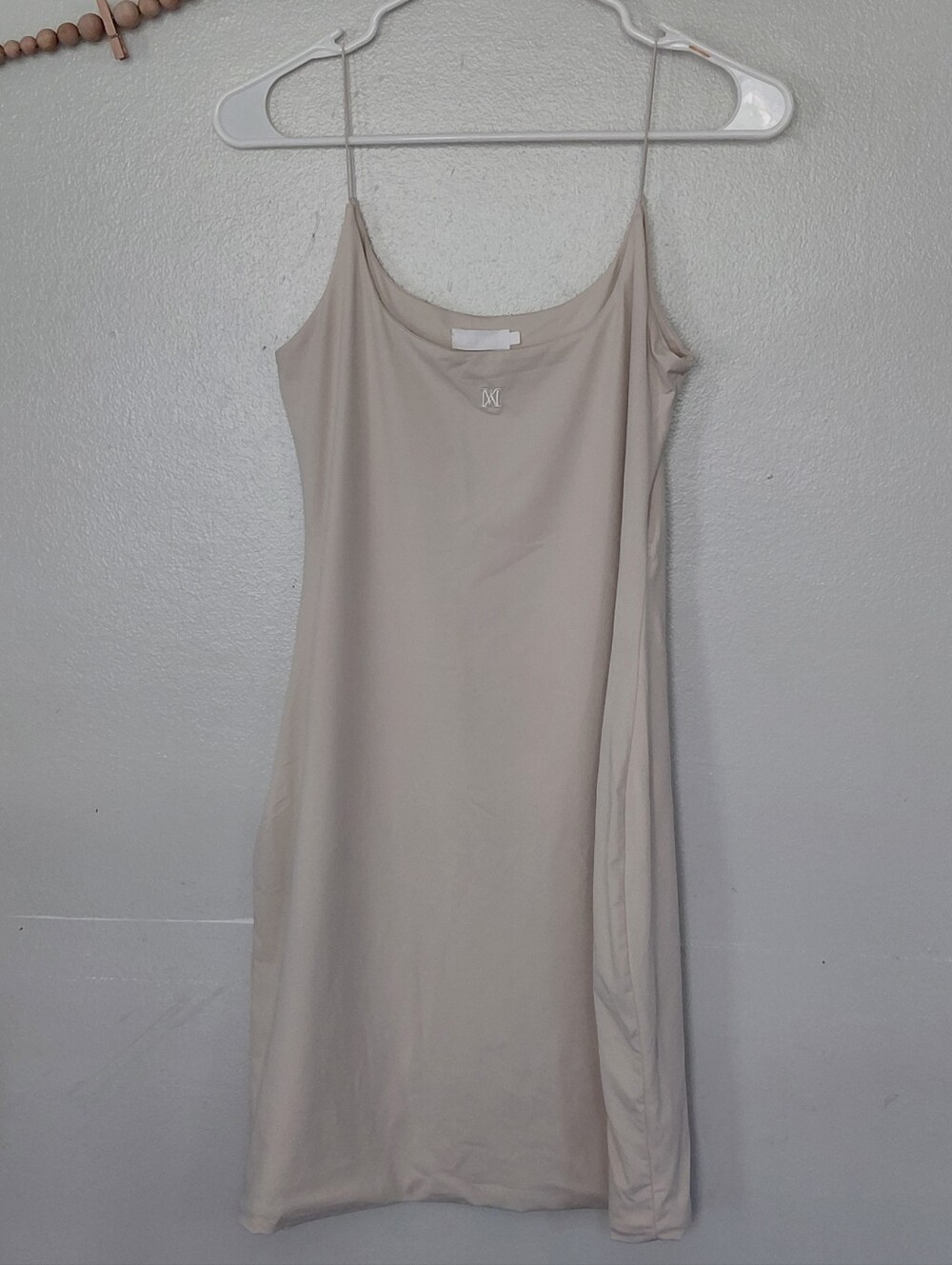 Meshki Cream Ivory Bodycon Smooth Sliky Slip Mini Party Club Dress NWOT Size L